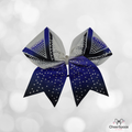Cheer Bow - Black, White & Blue - Rhinestones